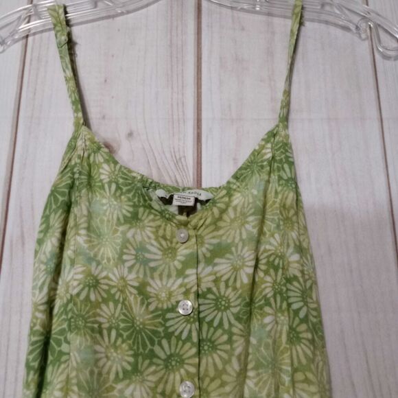 American Eagle Shirt Ladies Medium Green Floral‎ Sleeveless - Picture 3 of 8